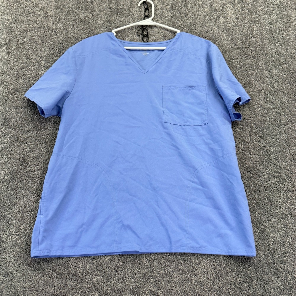 Scrubstar Scrub Top Womens Large Ciel Blue V-Neck Short Sleeve Pocket